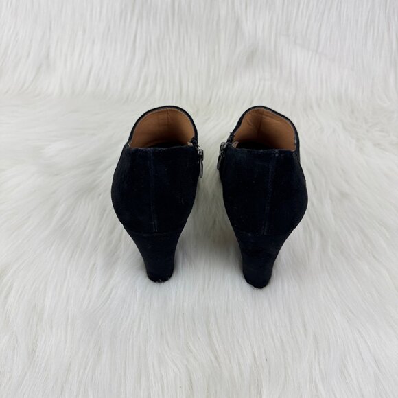Franco Sarto Bassett Genuine Suede Low Ankle Block Heel Boot Bootie Black Size 9 - Picture 10 of 13